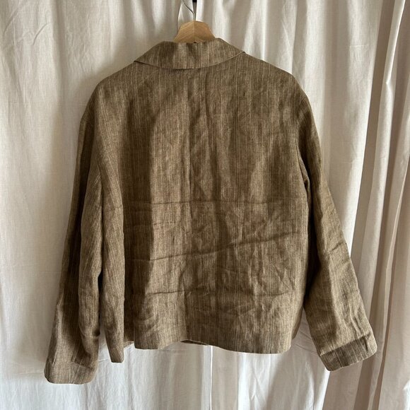 ZARA Linen Beige Striped Blazer Size M - Picture 8 of 11